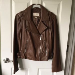 Michael Kors brown leather Motonjacket. Size M